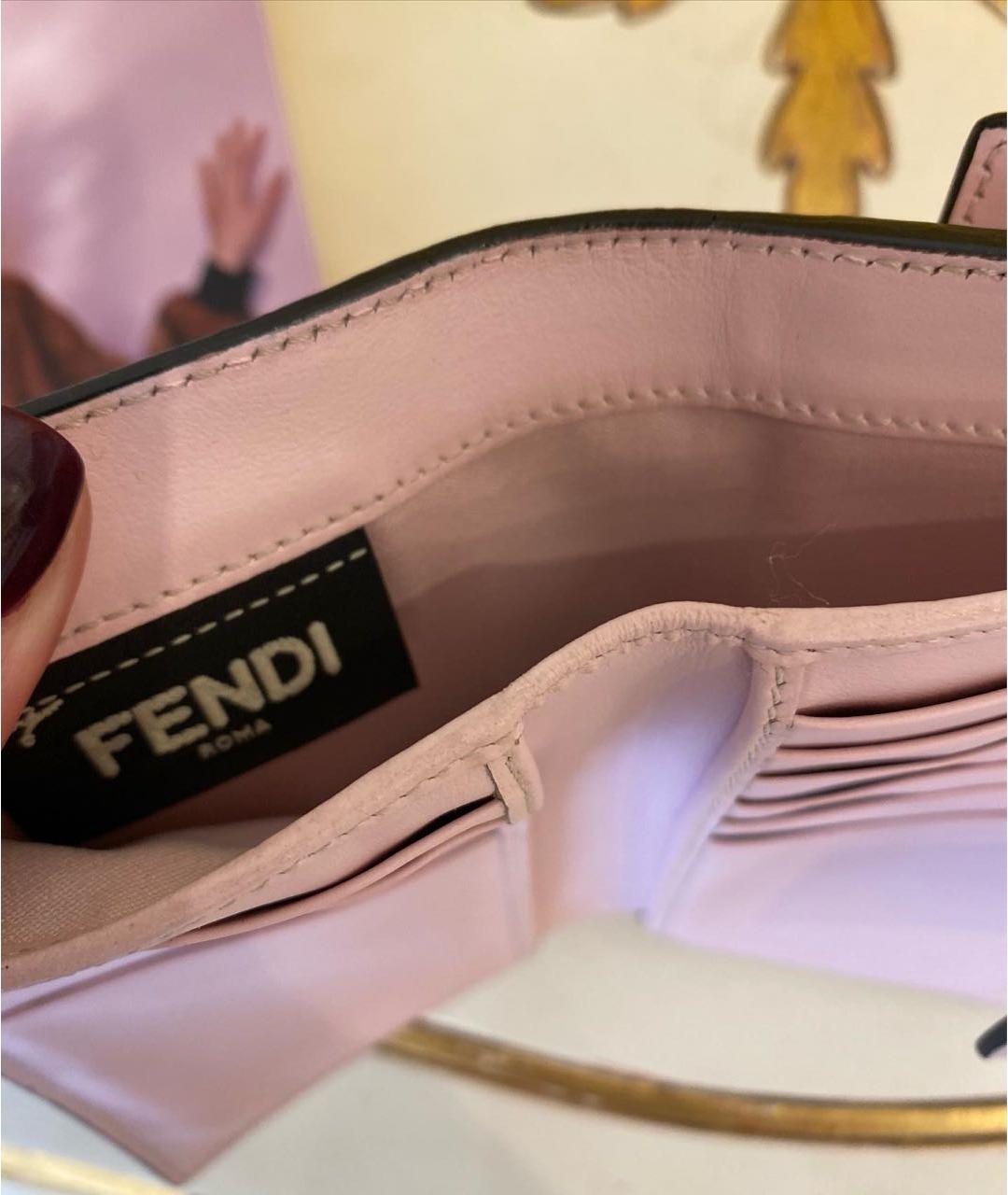 FENDI Розовый кожаный кошелек, фото 4