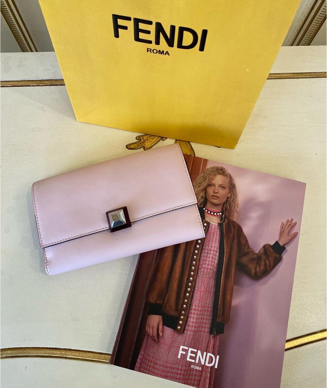 FENDI Розовый кожаный кошелек, фото 8