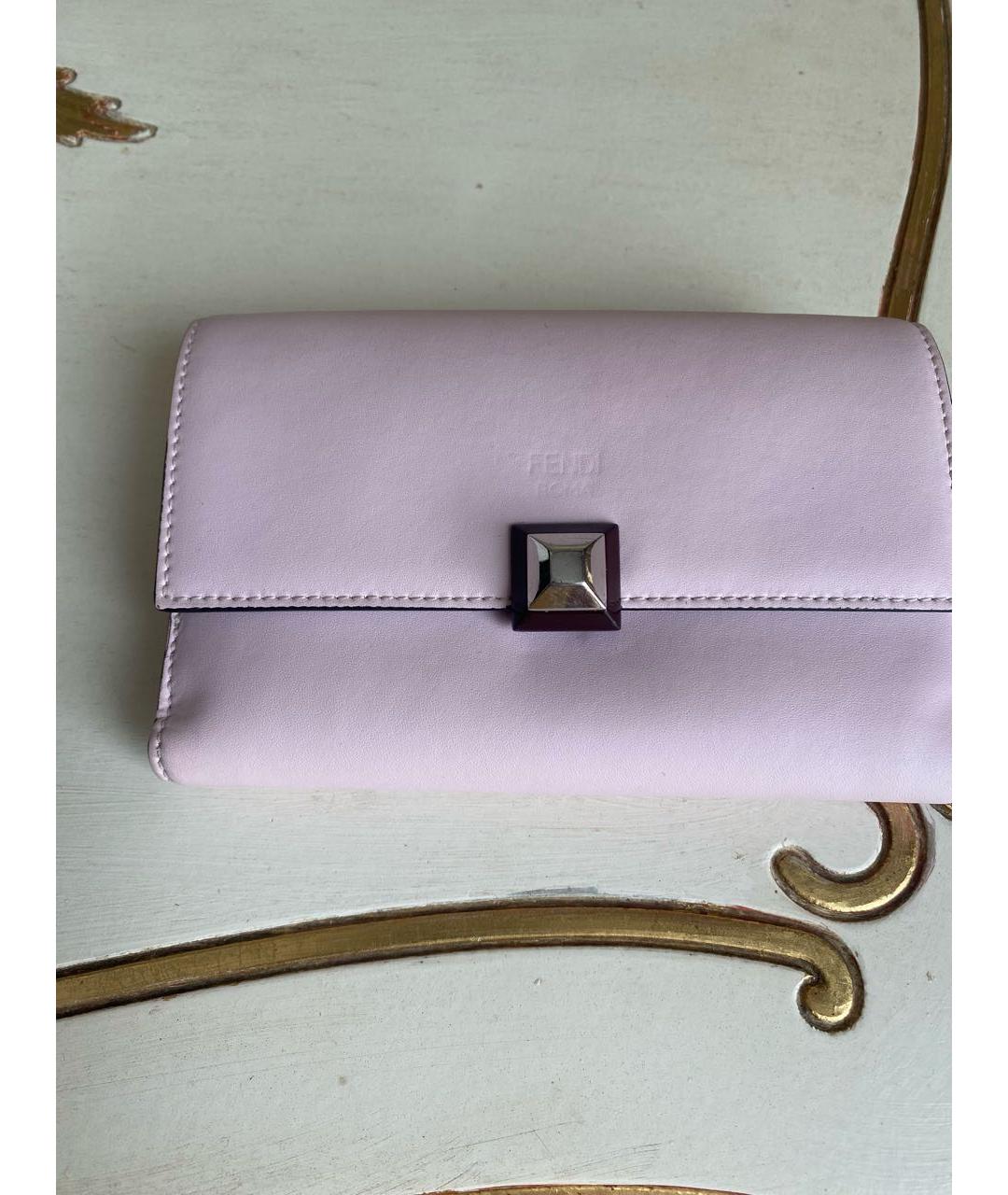 FENDI Розовый кожаный кошелек, фото 3