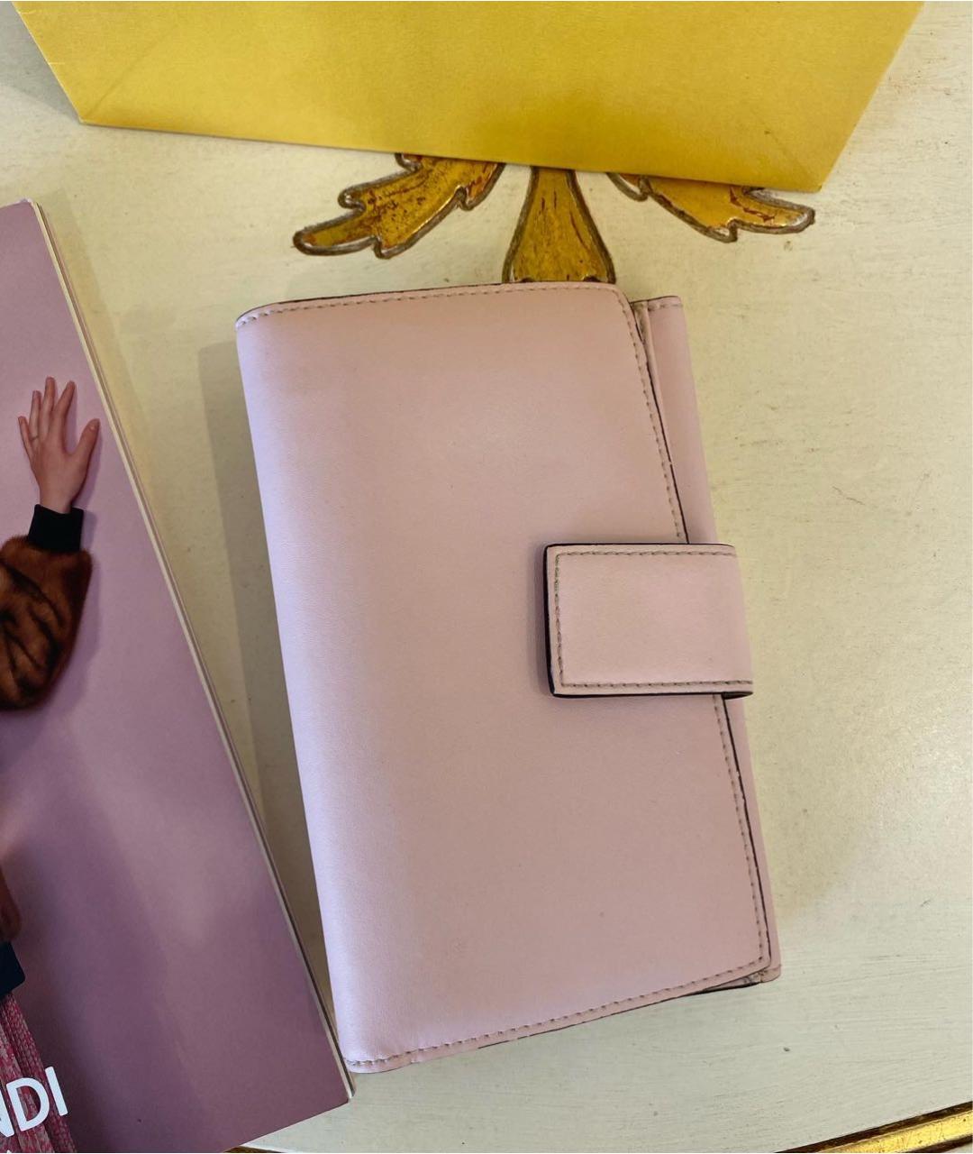 FENDI Розовый кожаный кошелек, фото 5