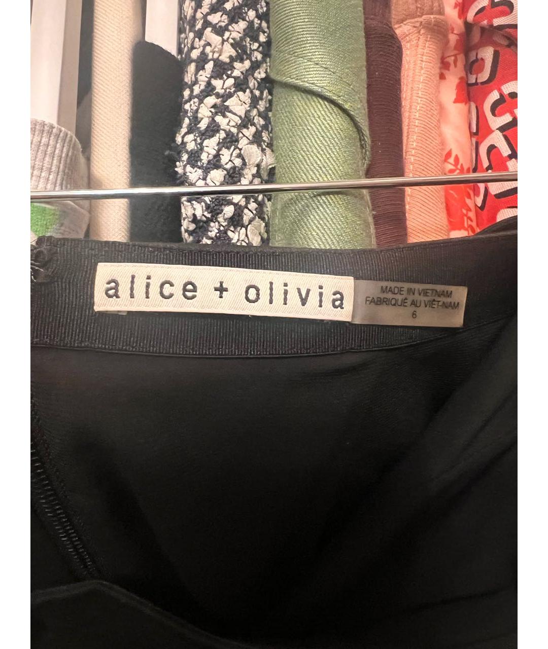 ALICE+OLIVIA Черная креповая юбка миди, фото 4