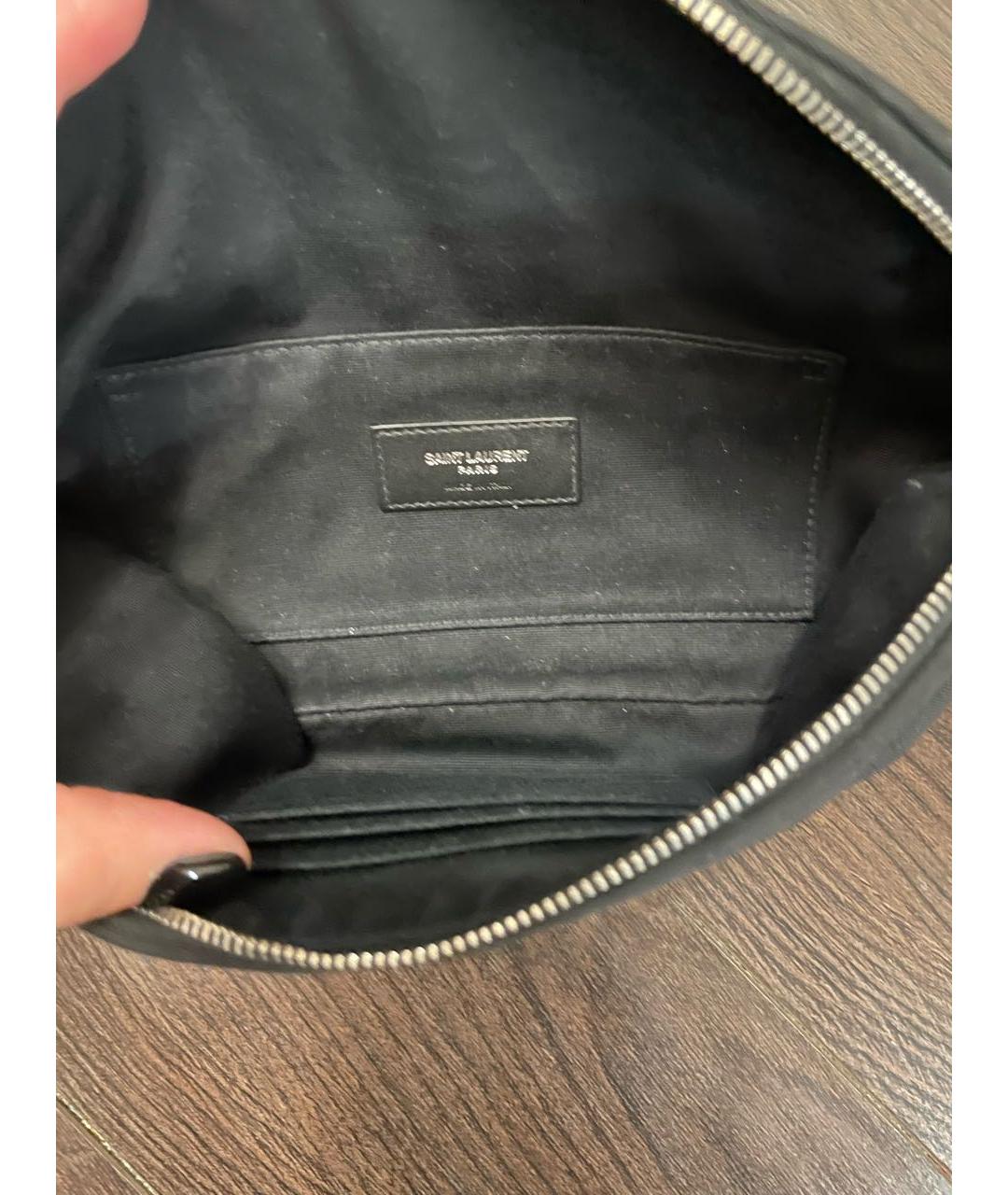 SAINT LAURENT Черная тканевая поясная сумка, фото 4