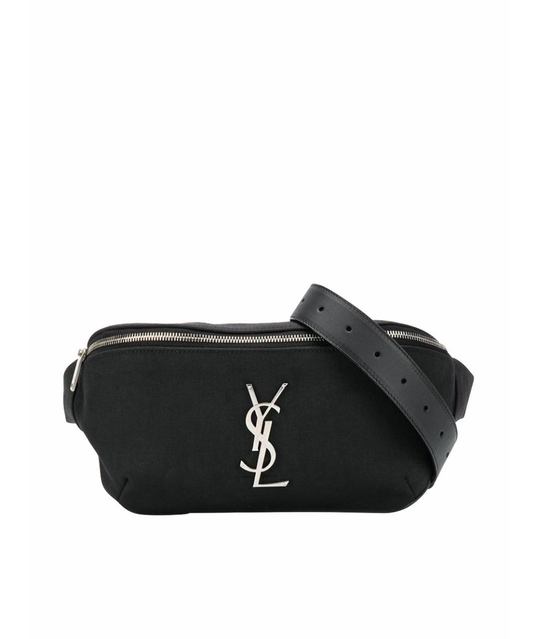 SAINT LAURENT Черная тканевая поясная сумка, фото 1