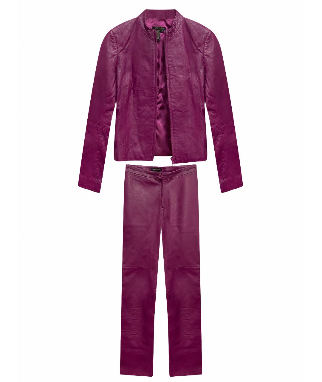 BCBG MAXAZRIA Розовый кожаный костюм с брюками, фото 1