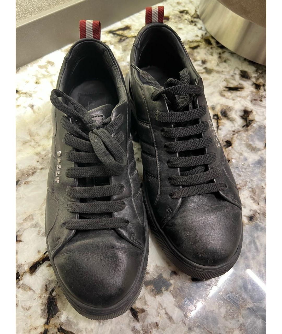 BALLY Черные кожаные низкие кроссовки / кеды, фото 2