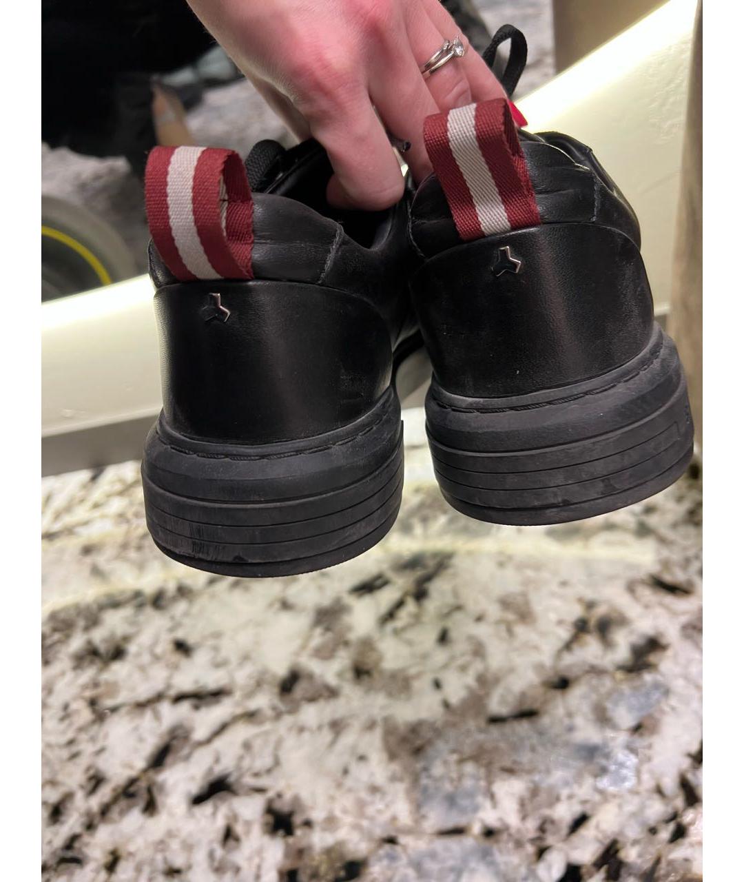 BALLY Черные кожаные низкие кроссовки / кеды, фото 4