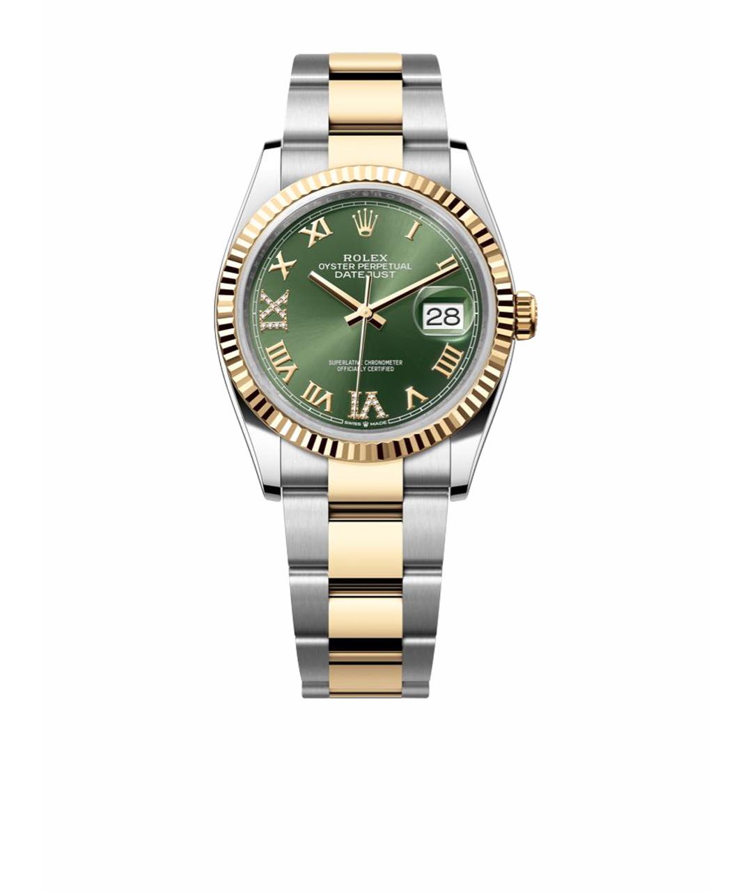 ROLEX Зеленые часы из желтого золота, фото 1