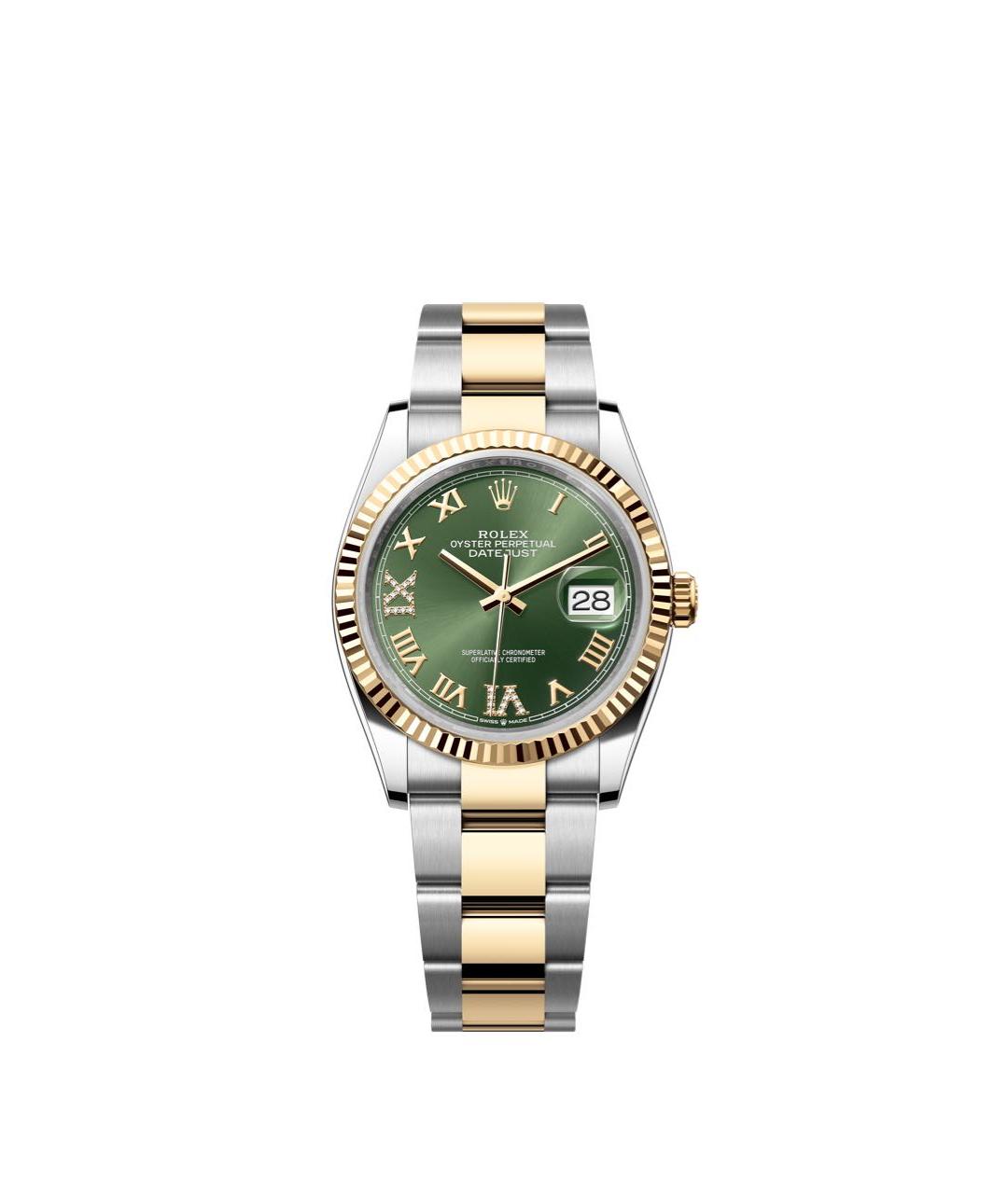 ROLEX Зеленые часы из желтого золота, фото 5