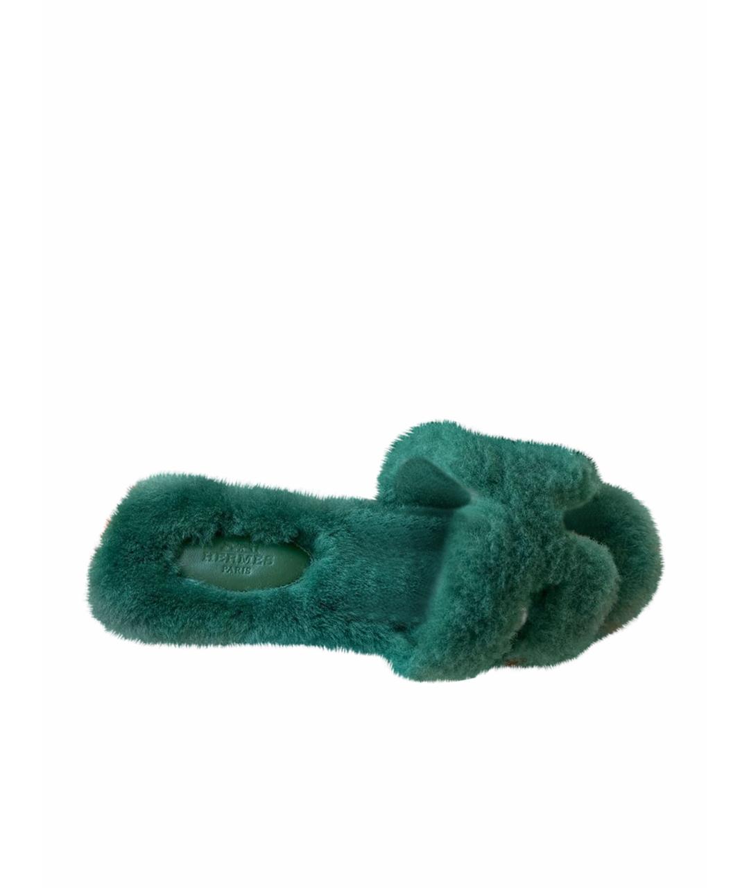 HERMES PRE-OWNED Зеленые кожаные сандалии, фото 1