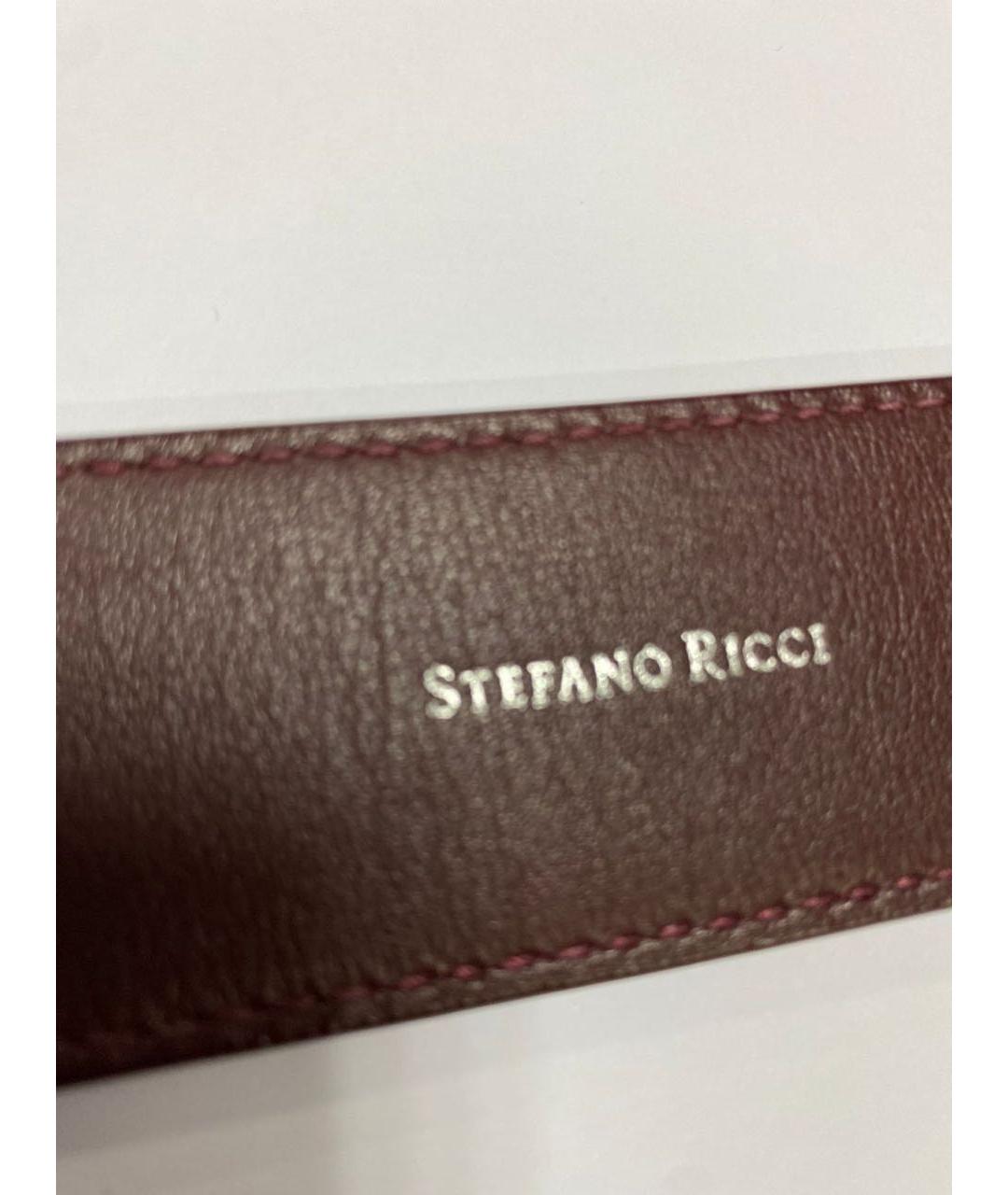 STEFANO RICCI Бордовый кожаный ремень, фото 4