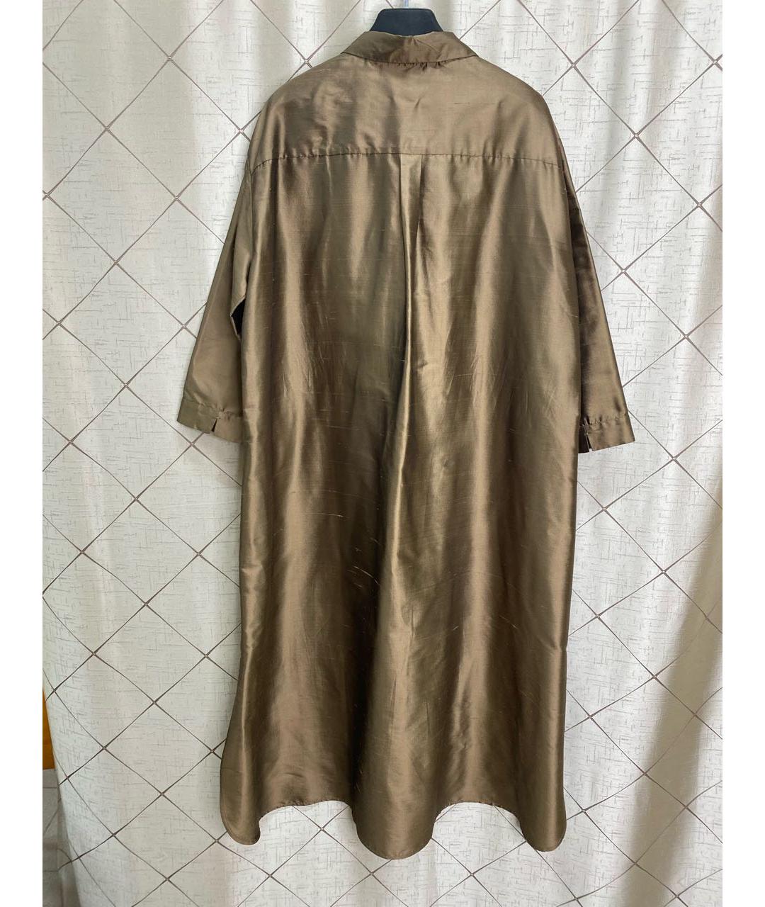 'S MAX MARA Коричневое шелковое повседневное платье, фото 4