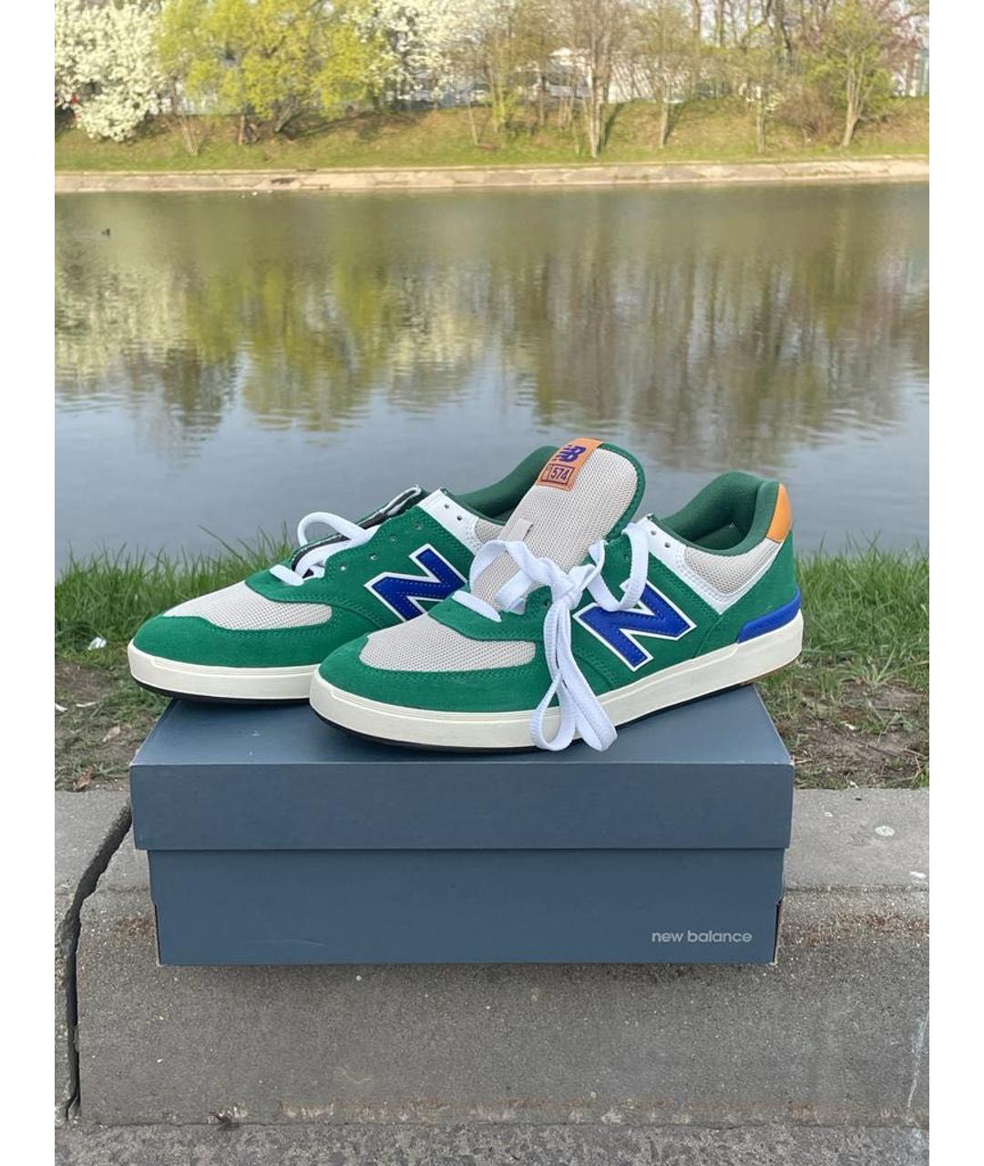NEW BALANCE Зеленые замшевые низкие кроссовки / кеды, фото 4