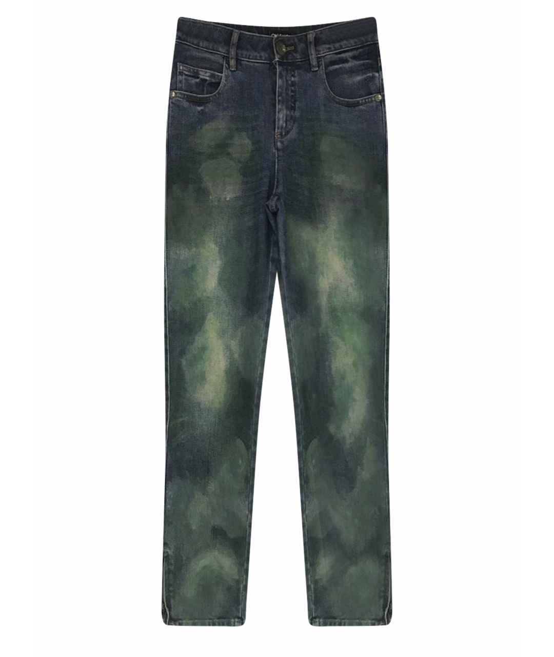CHANEL PRE-OWNED Хаки хлопковые прямые джинсы, фото 1