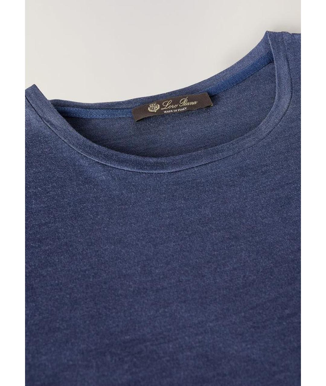 LORO PIANA Темно-синяя футболка, фото 3