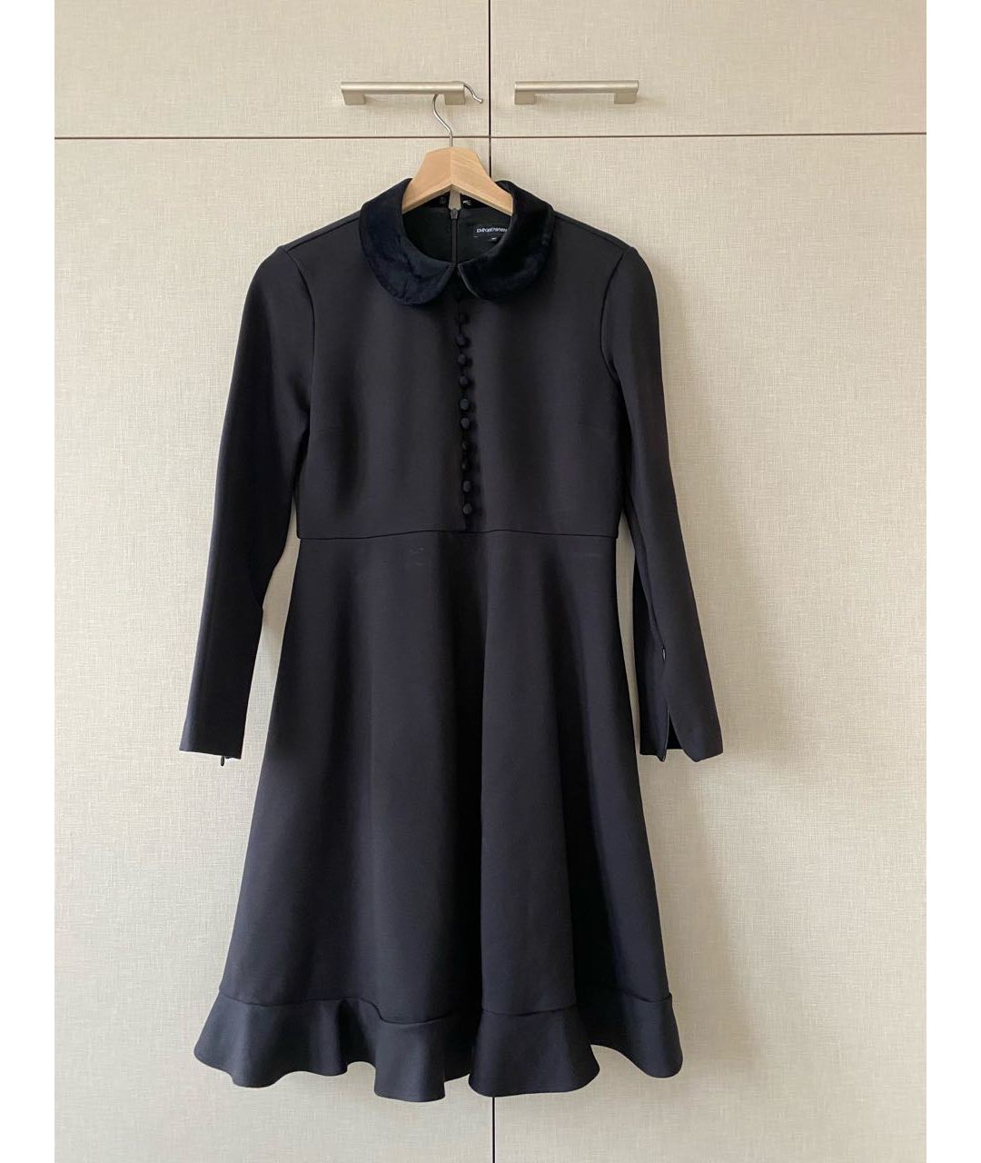 EMPORIO ARMANI Черное хлопко-эластановое повседневное платье, фото 5