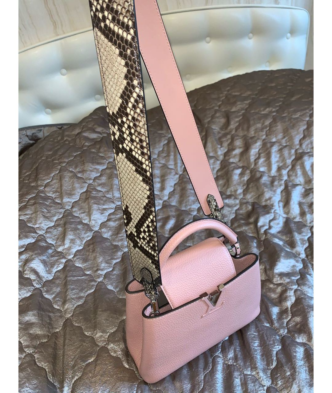 LOUIS VUITTON PRE-OWNED Розовая кожаная сумка с короткими ручками, фото 7
