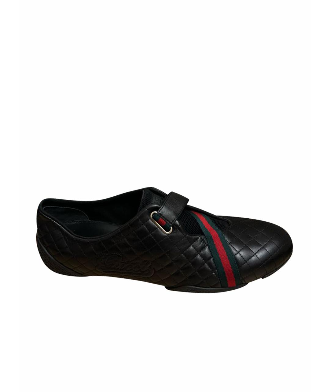 GUCCI Черные кожаные слипоны, фото 1