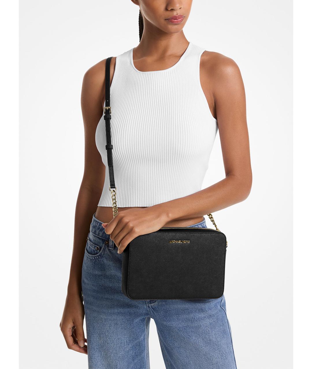 MICHAEL KORS Черная кожаная сумка через плечо, фото 6