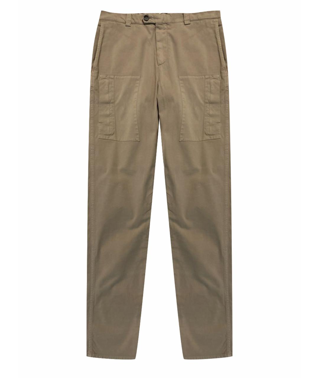 BRUNELLO CUCINELLI Бежевые хлопко-эластановые повседневные брюки, фото 1