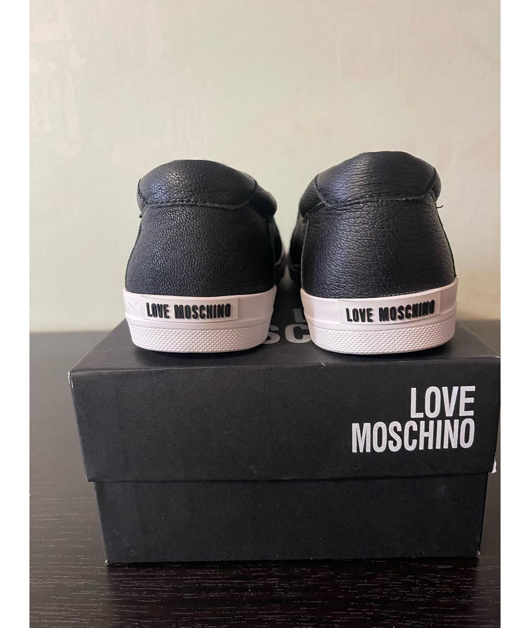 LOVE MOSCHINO Черные кожаные лоферы, фото 4