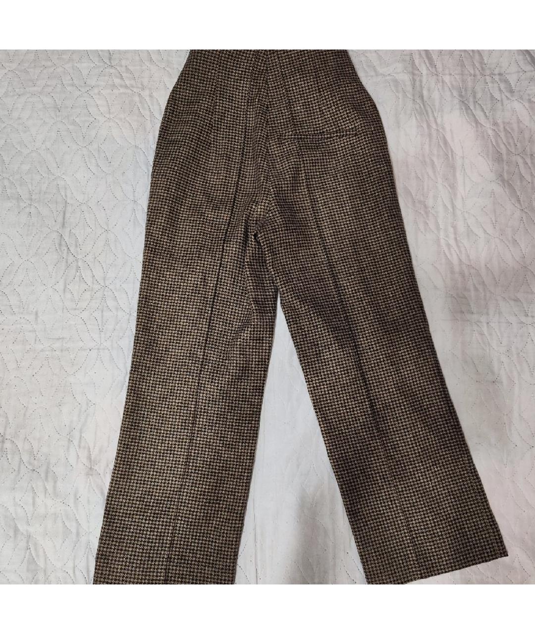 NANUSHKA Коричневые шерстяные прямые брюки, фото 2