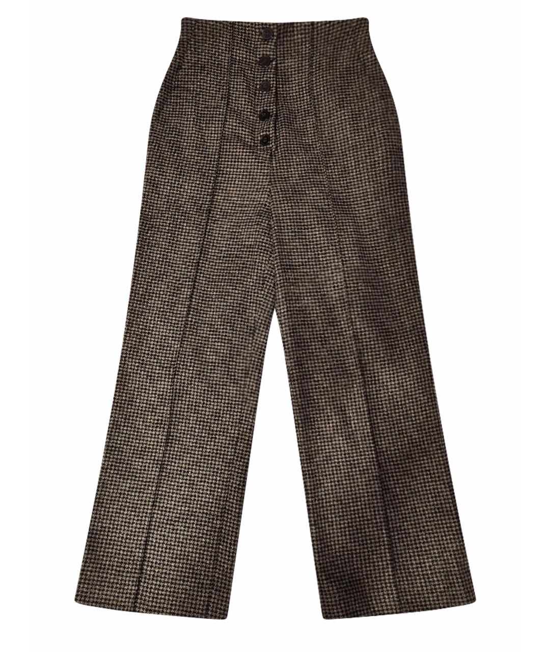 NANUSHKA Коричневые шерстяные прямые брюки, фото 1