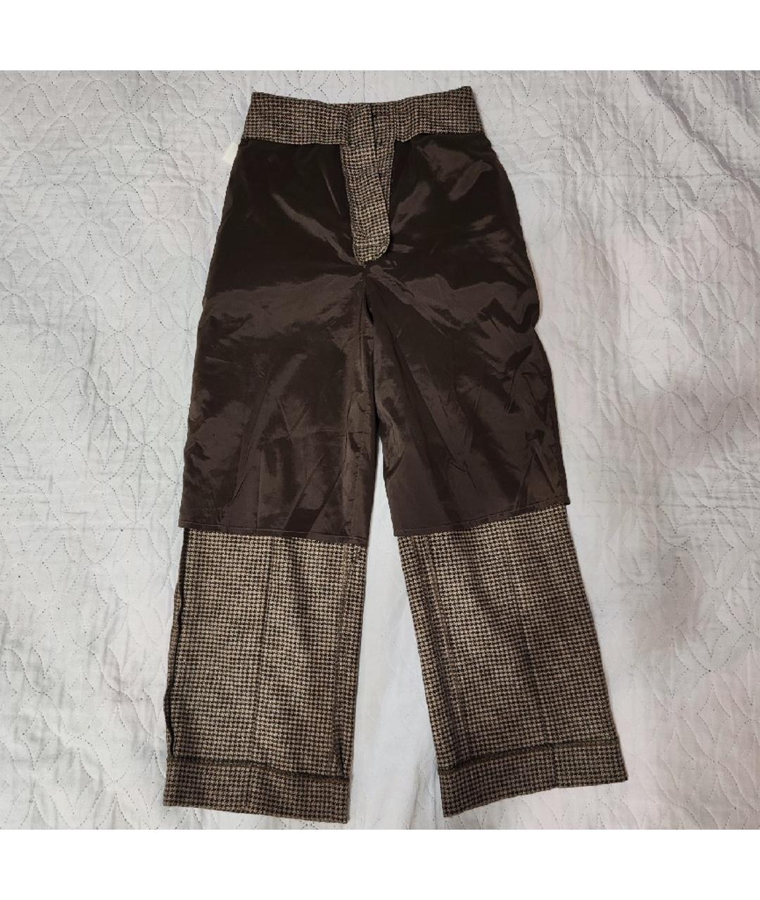 NANUSHKA Коричневые шерстяные прямые брюки, фото 3