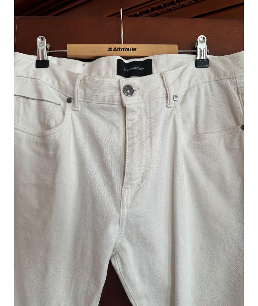 ERMENEGILDO ZEGNA Белые хлопковые джинсы скинни, фото 4