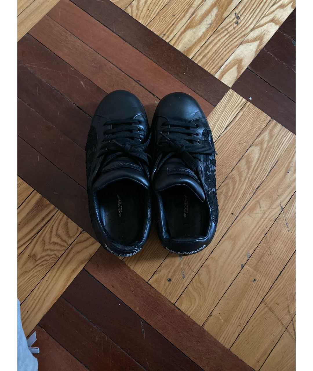 DOLCE&GABBANA Черные кожаные кроссовки, фото 3