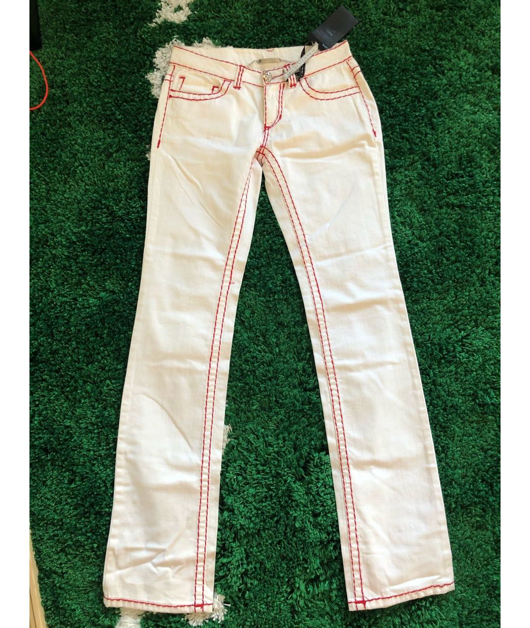 PHILIPP PLEIN Белые хлопковые прямые джинсы, фото 9