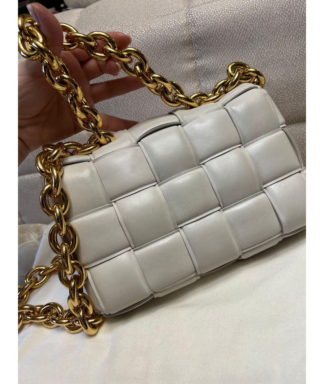 BOTTEGA VENETA Белая кожаная сумка через плечо, фото 2