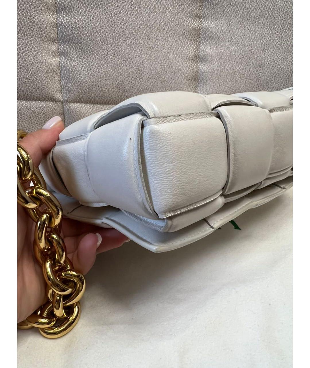 BOTTEGA VENETA Белая кожаная сумка через плечо, фото 3