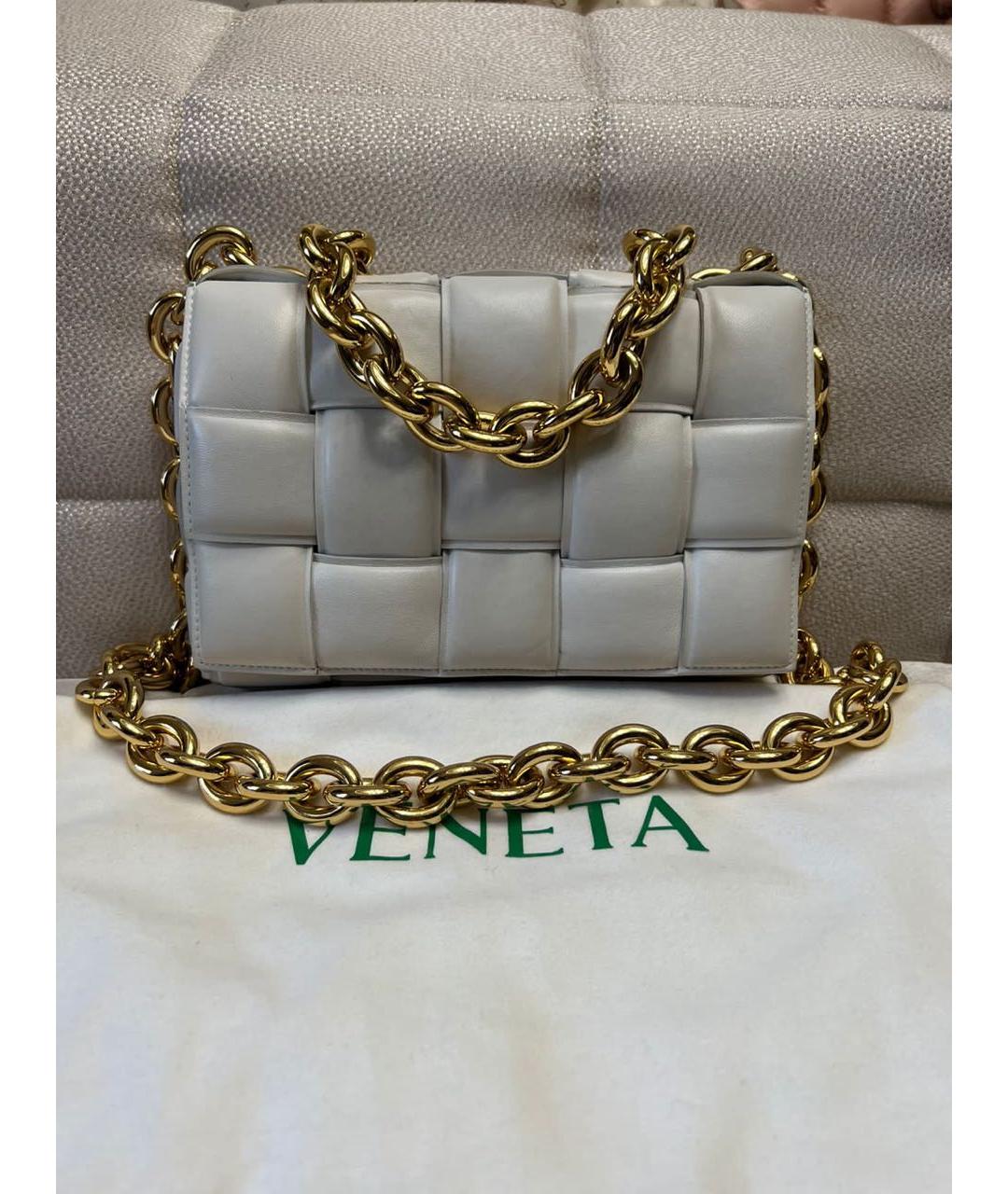BOTTEGA VENETA Белая кожаная сумка через плечо, фото 9