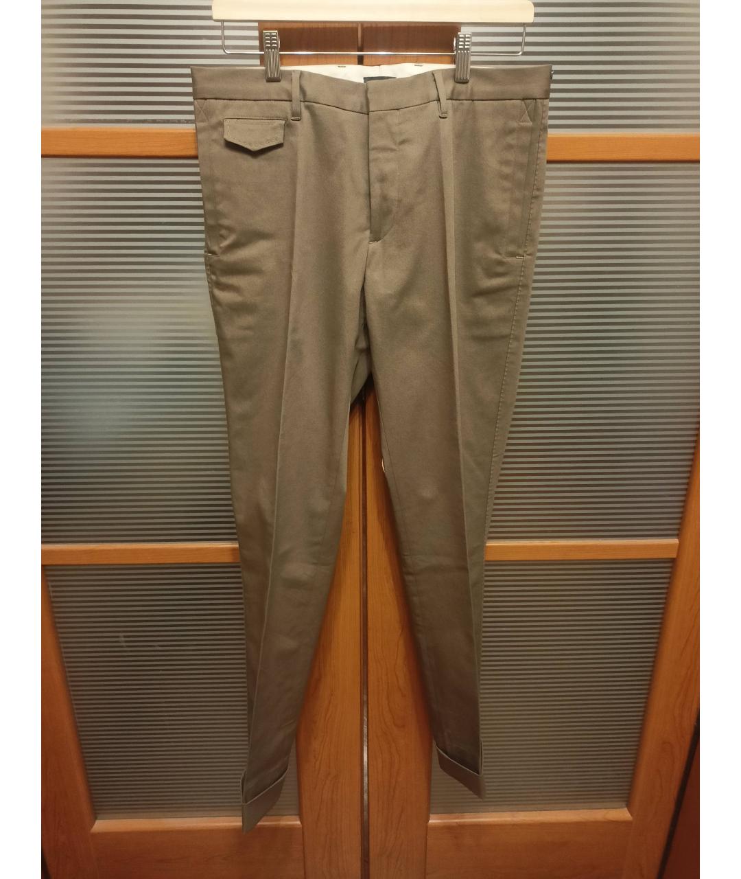 FENDI Коричневые хлопковые классические брюки, фото 8