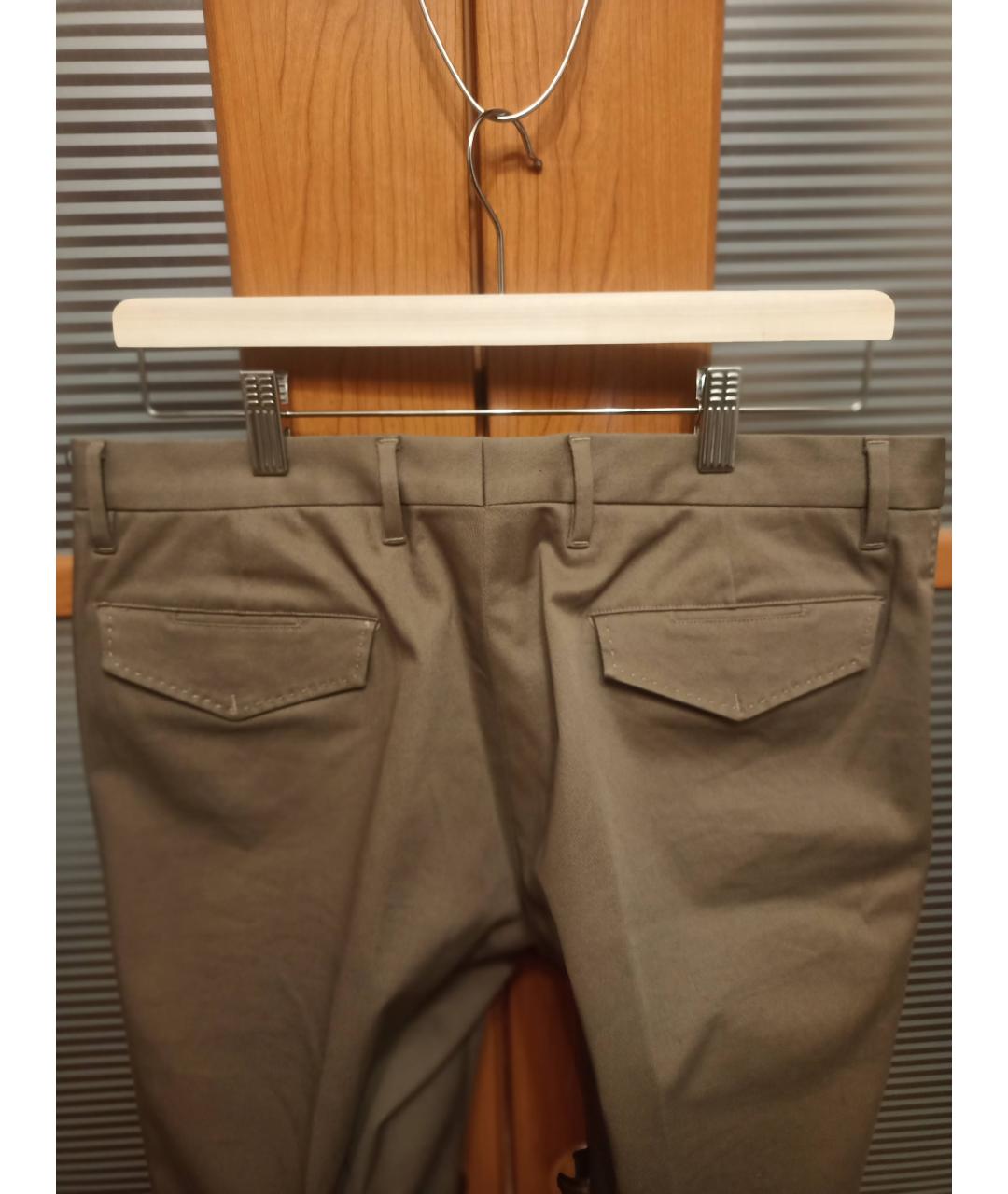 FENDI Коричневые хлопковые классические брюки, фото 7