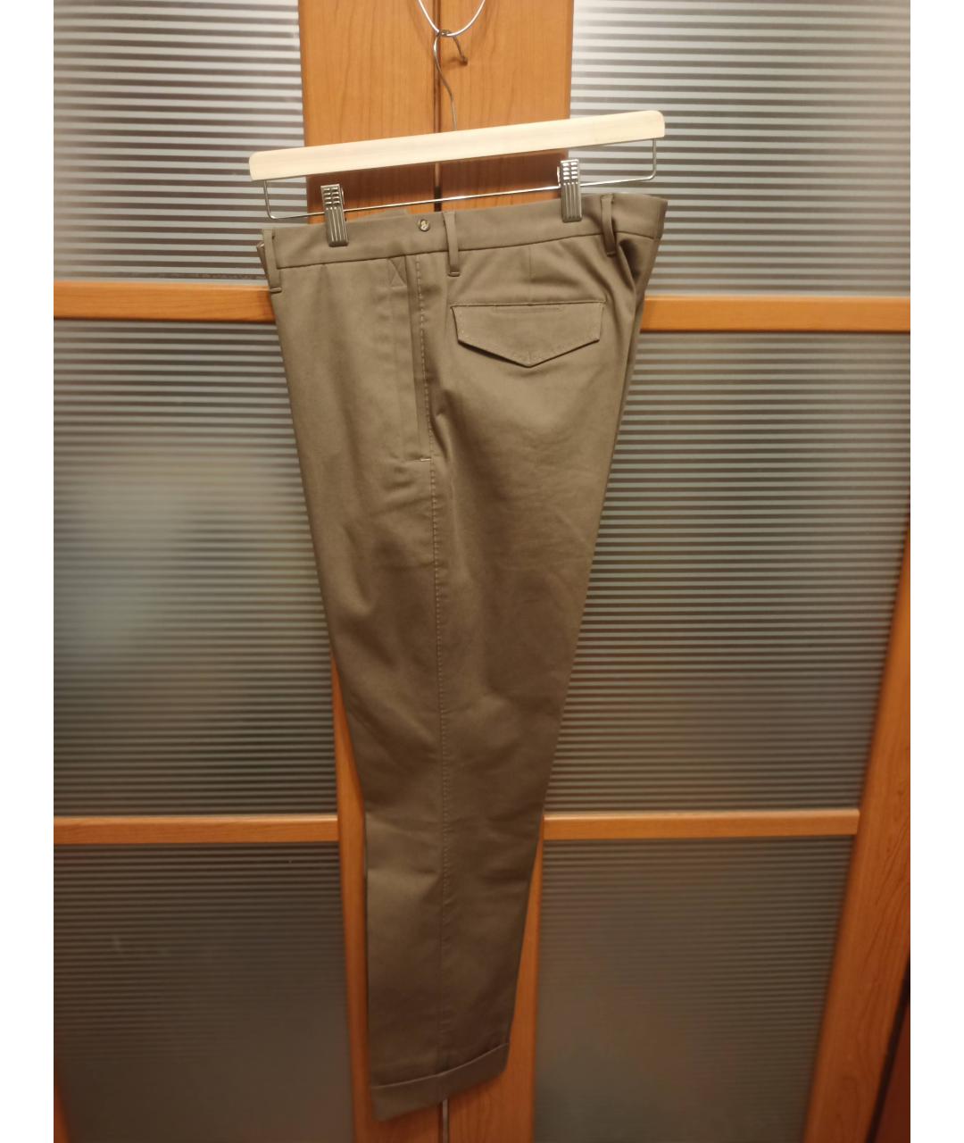 FENDI Коричневые хлопковые классические брюки, фото 4