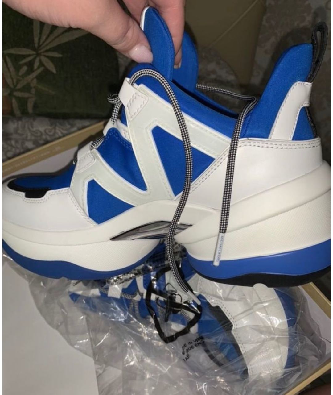 MICHAEL KORS Синие кожаные кроссовки, фото 4