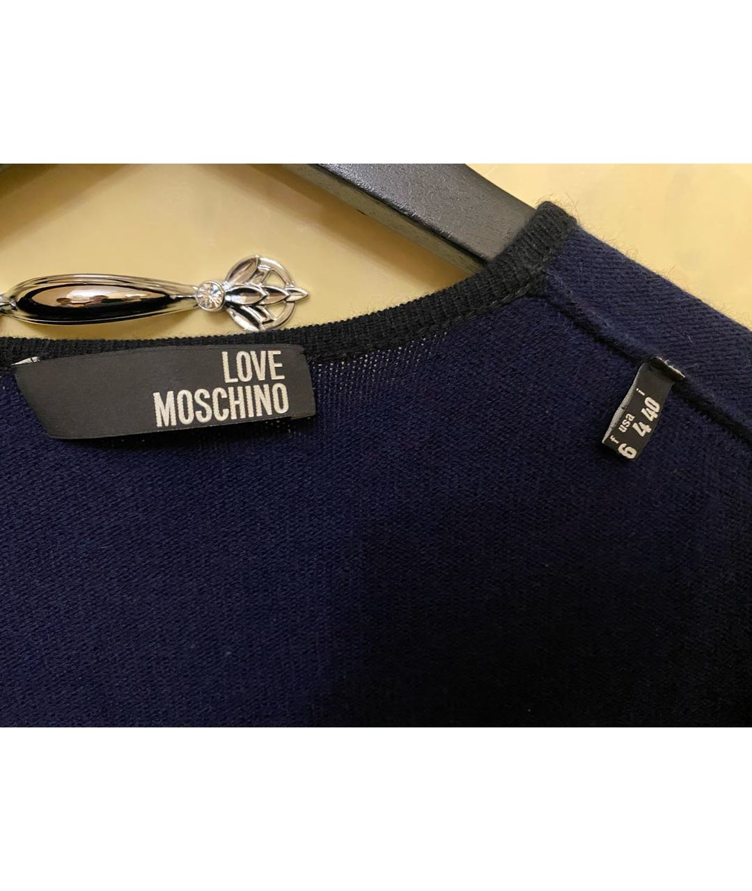 LOVE MOSCHINO Темно-синий шерстяной джемпер / свитер, фото 5