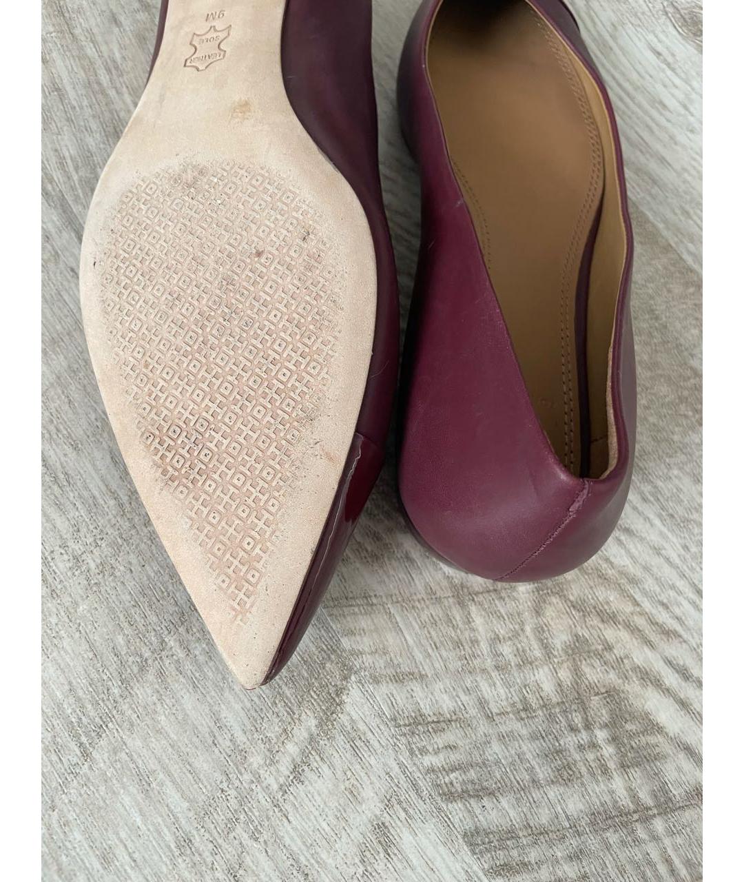 TORY BURCH Бордовые кожаные балетки, фото 6