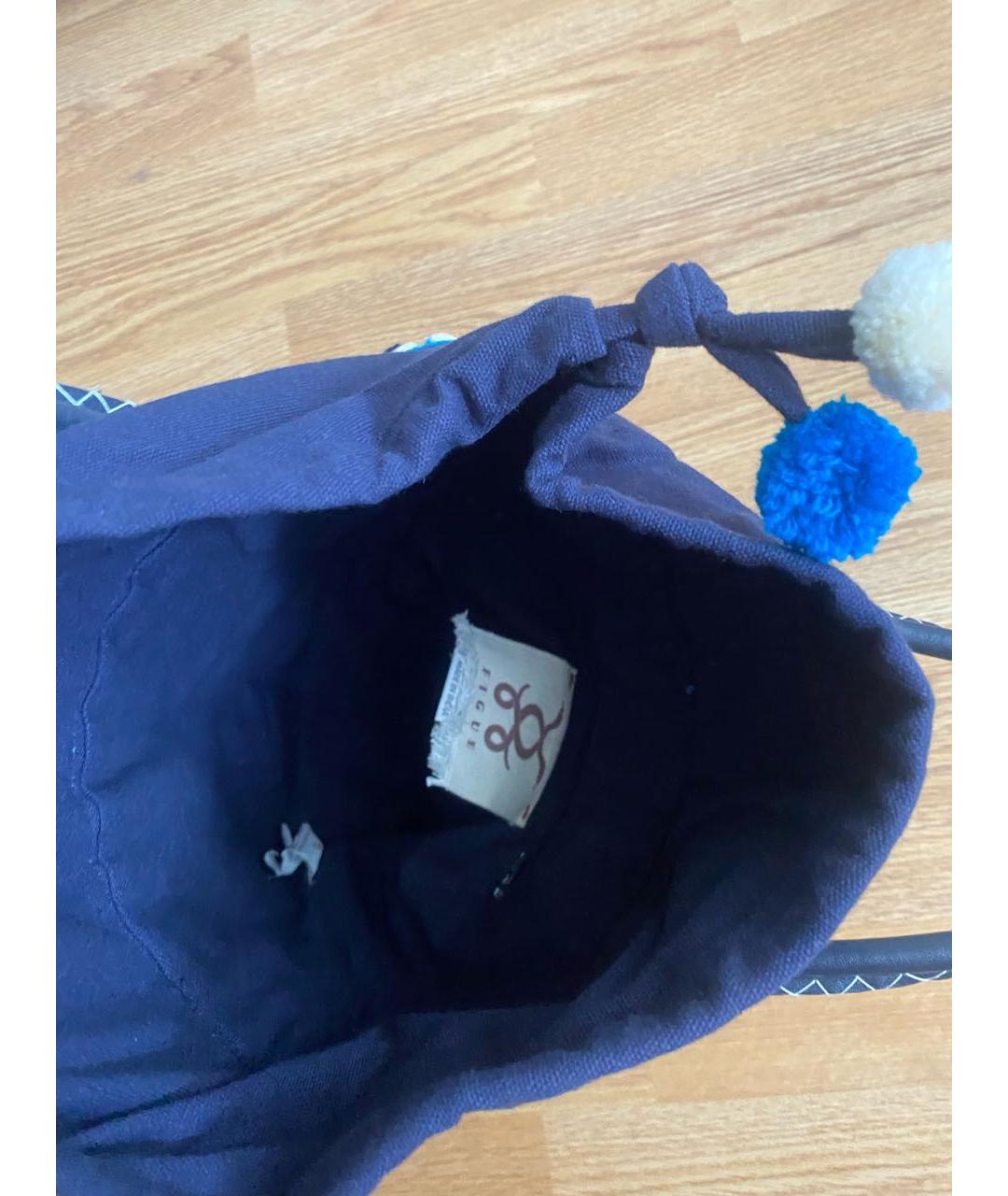 FIGUE Синяя кожаная сумка с короткими ручками, фото 5