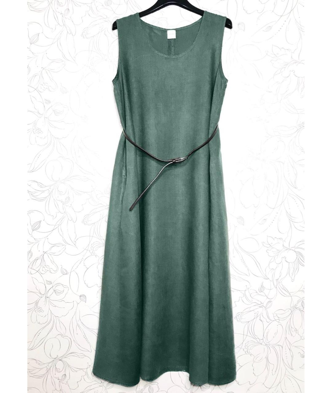MAX MARA Зеленые льняное повседневное платье, фото 6
