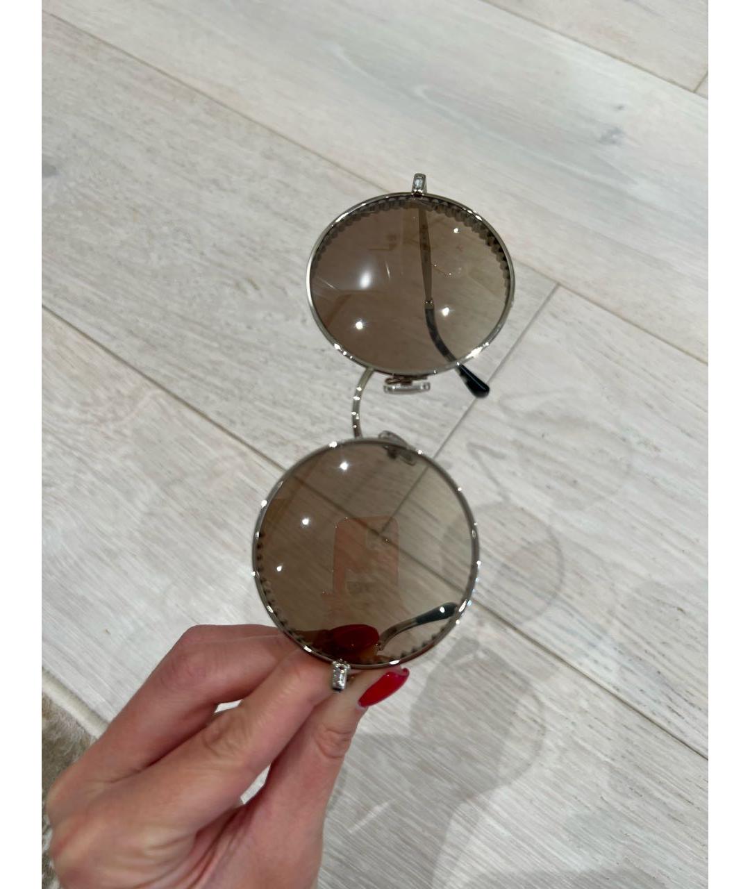 JIMMY CHOO Коричневые металлические солнцезащитные очки, фото 4
