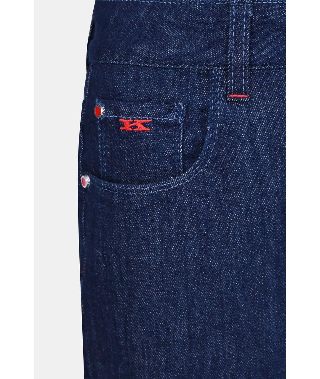 KITON Синие хлопко-эластановые прямые джинсы, фото 4