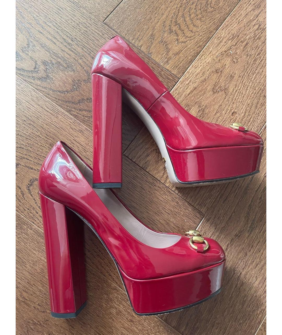 GUCCI Бордовые туфли из лакированной кожи, фото 4