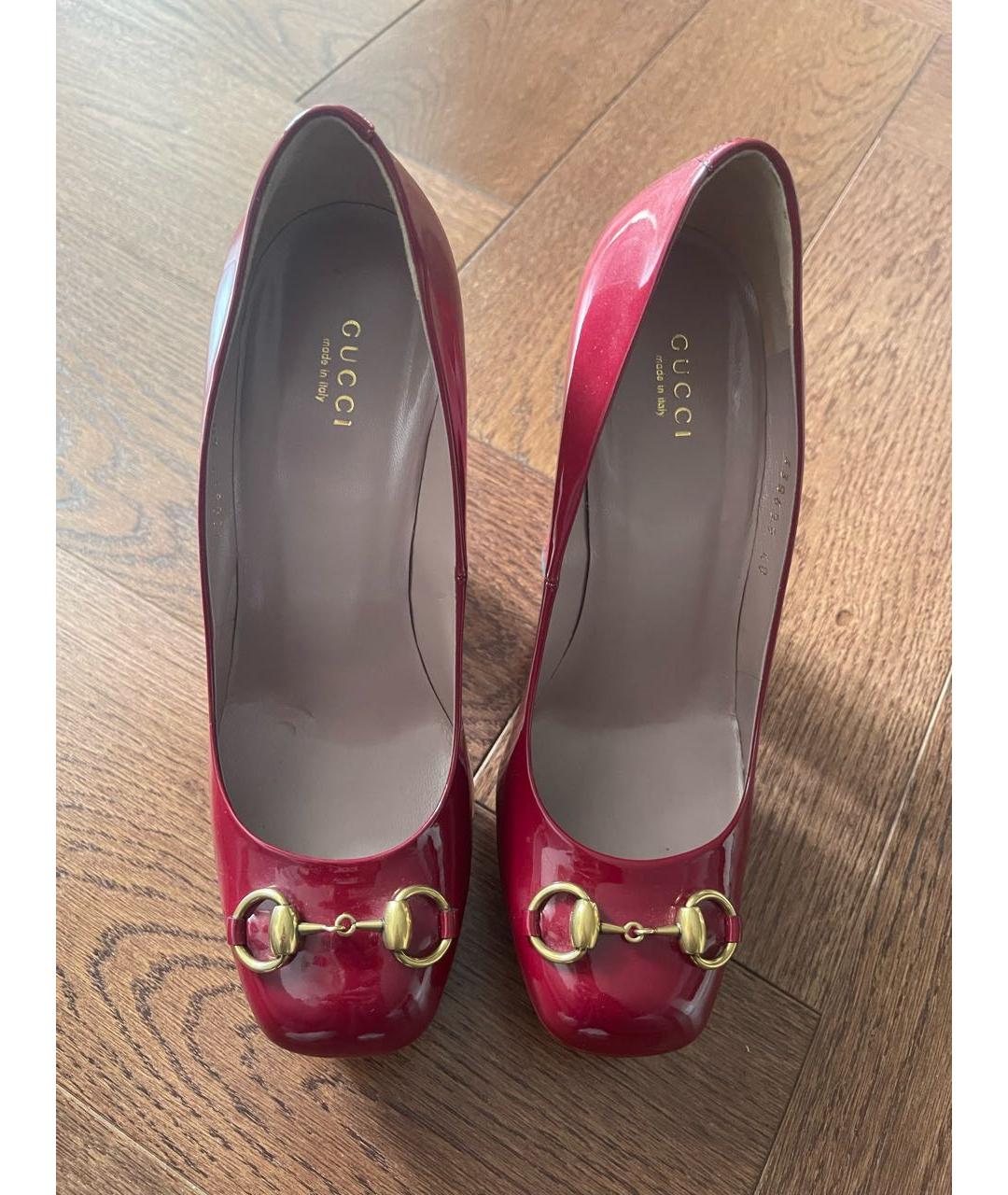 GUCCI Бордовые туфли из лакированной кожи, фото 2