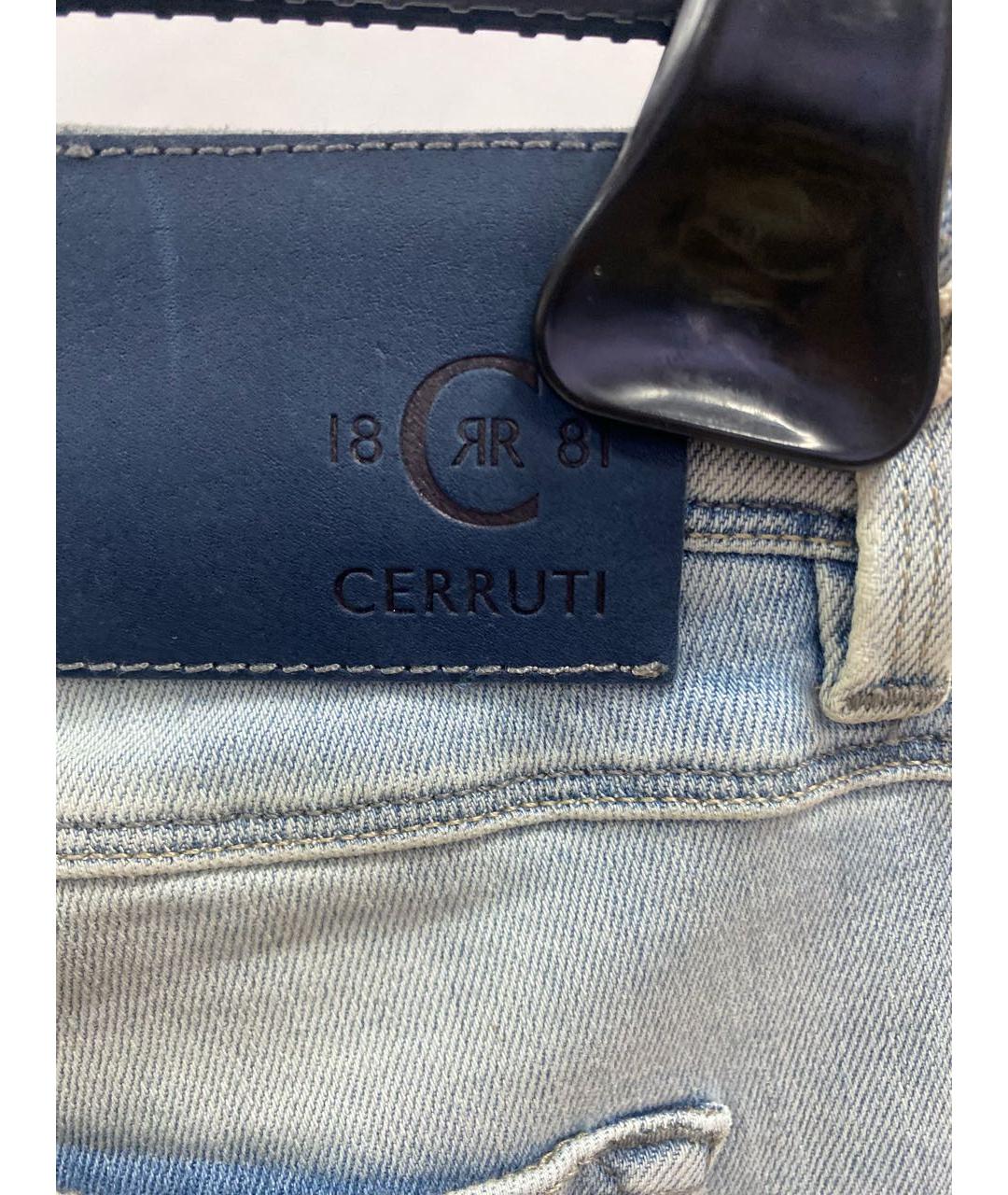 CERRUTI 1881 Голубые хлопко-эластановые джинсы слим, фото 6