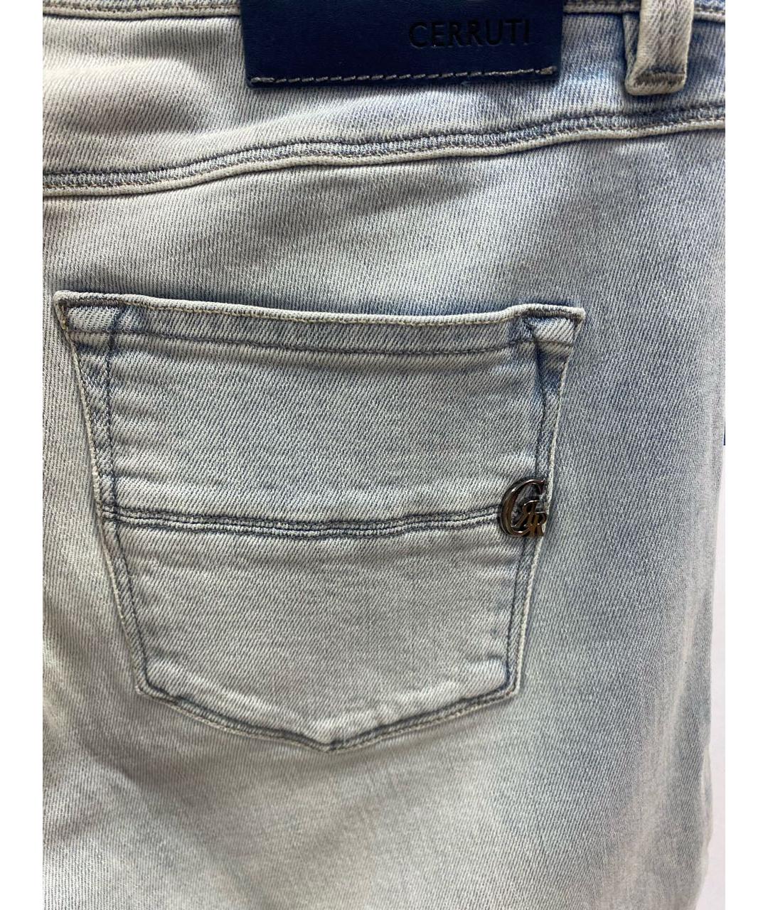 CERRUTI 1881 Голубые хлопко-эластановые джинсы слим, фото 5