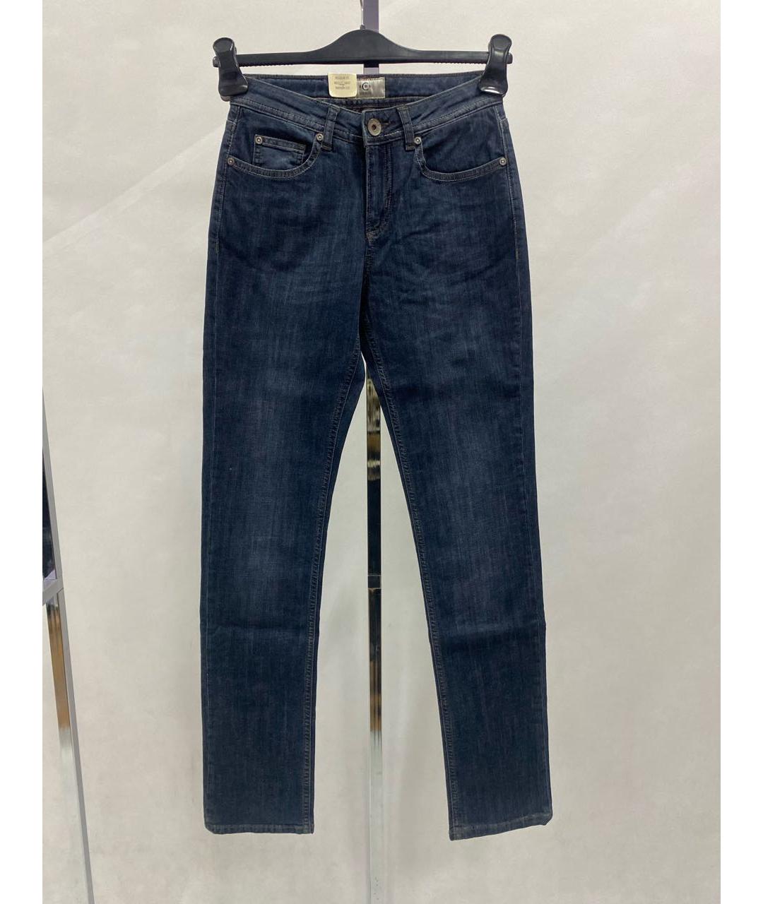 CERRUTI 1881 Темно-синие хлопко-эластановые прямые джинсы, фото 8