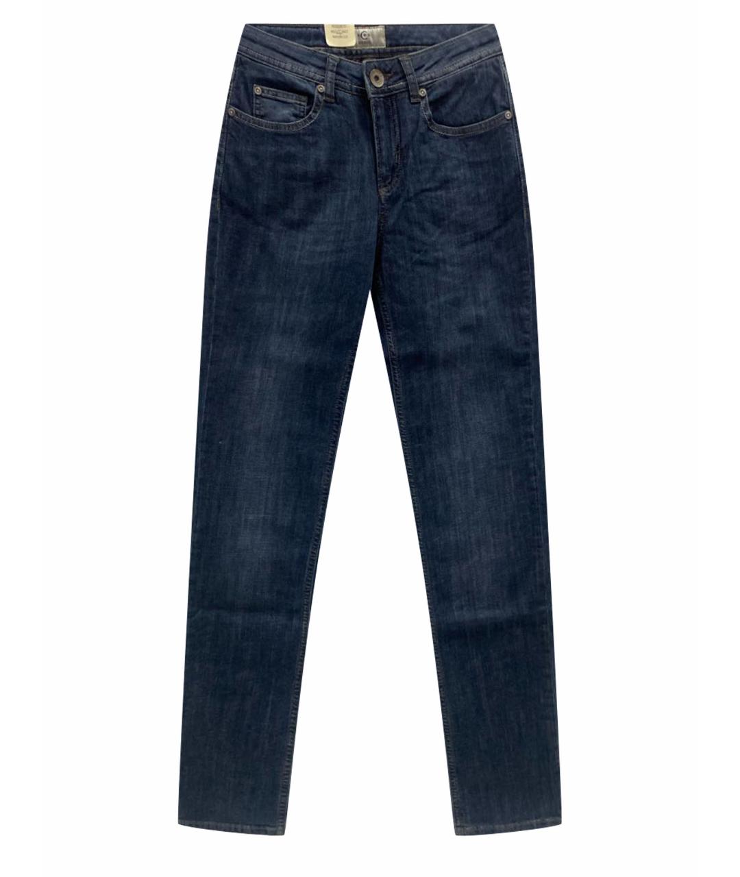 CERRUTI 1881 Темно-синие хлопко-эластановые прямые джинсы, фото 1