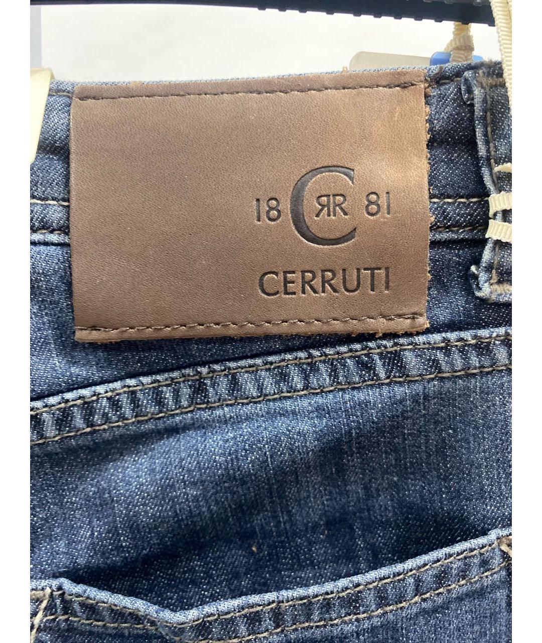 CERRUTI 1881 Темно-синие хлопко-эластановые прямые джинсы, фото 6